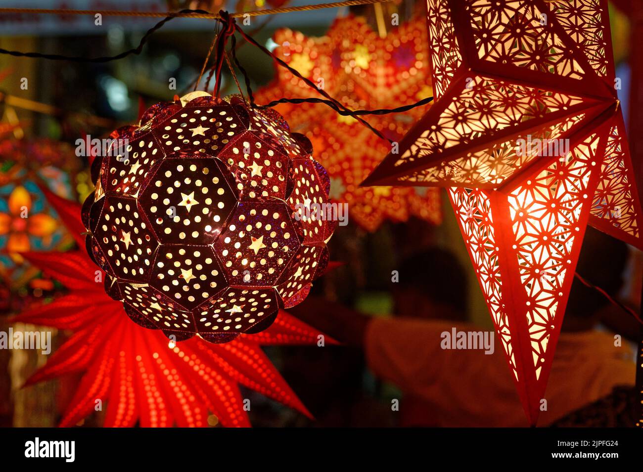 Colorful traditional Lanterns in Various Shapes Akash kandil (Diwali
