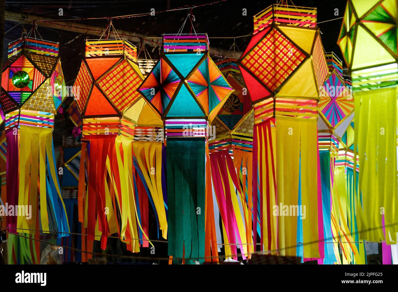 Colorful traditional Lanterns in Various Shapes Akash kandil (Diwali ...