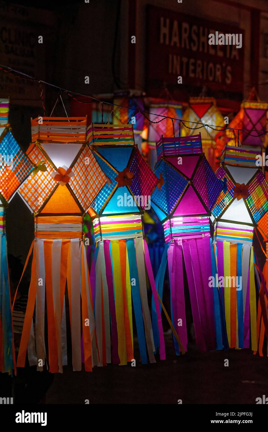 Colorful traditional Lanterns in Various Shapes Akash kandil (Diwali