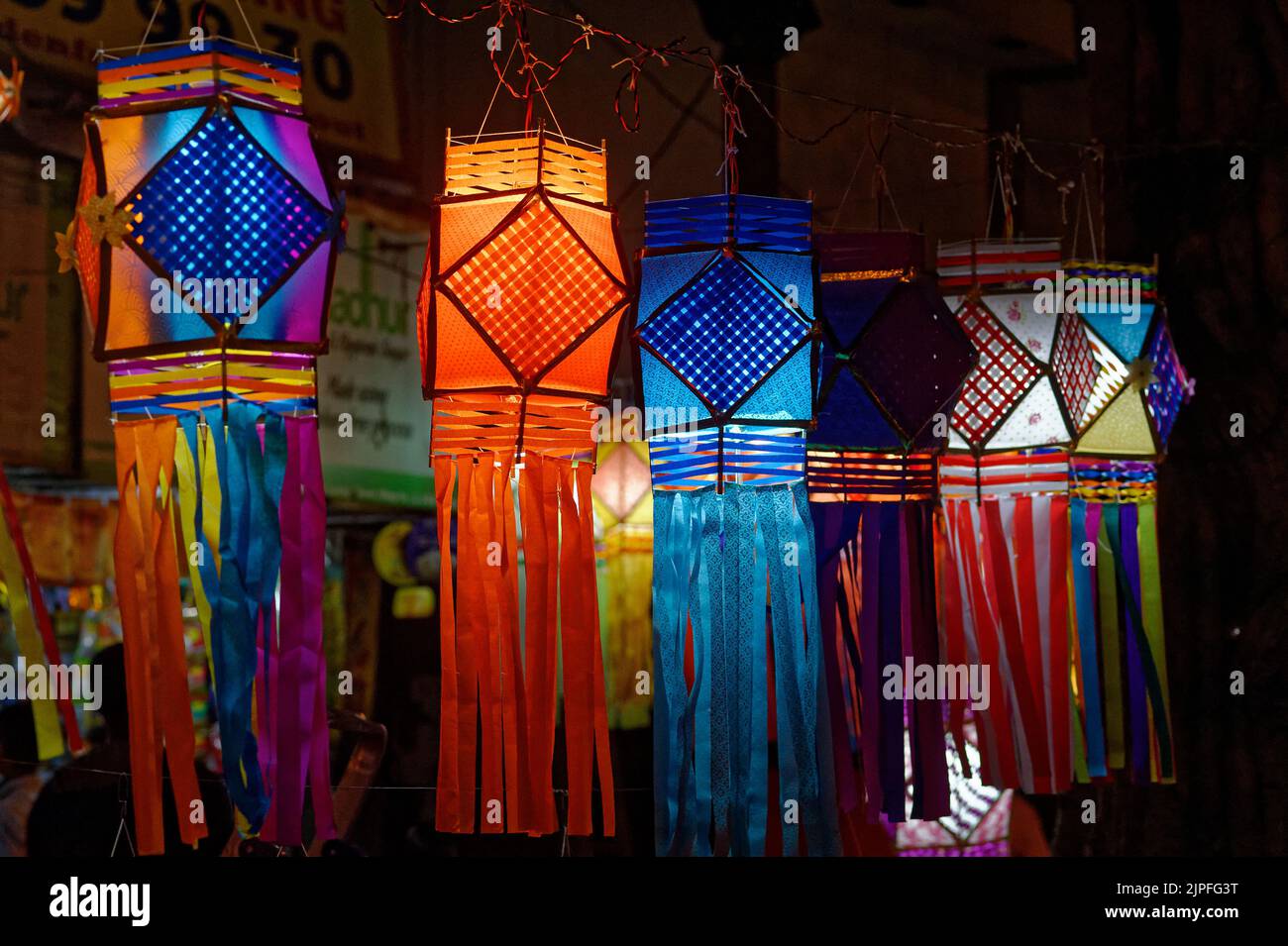 Colorful traditional Lanterns in Various Shapes Akash kandil (Diwali