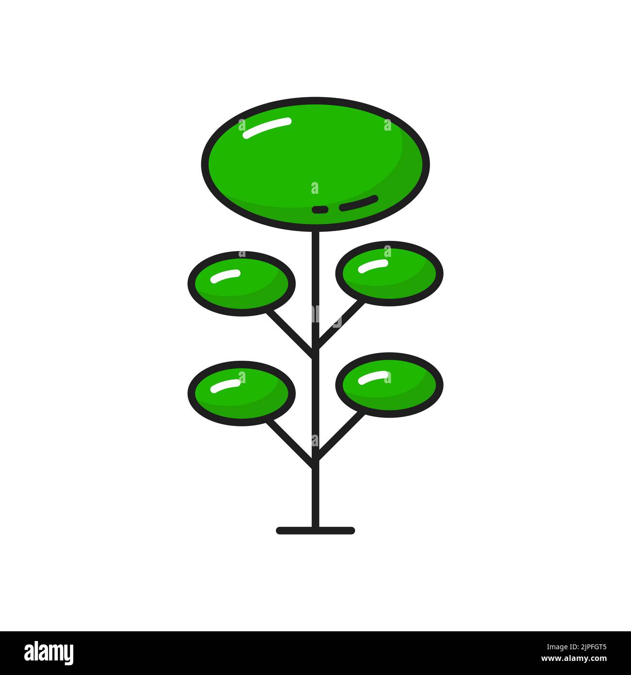 Green tree icon in line or outline, forest plant and nature garden