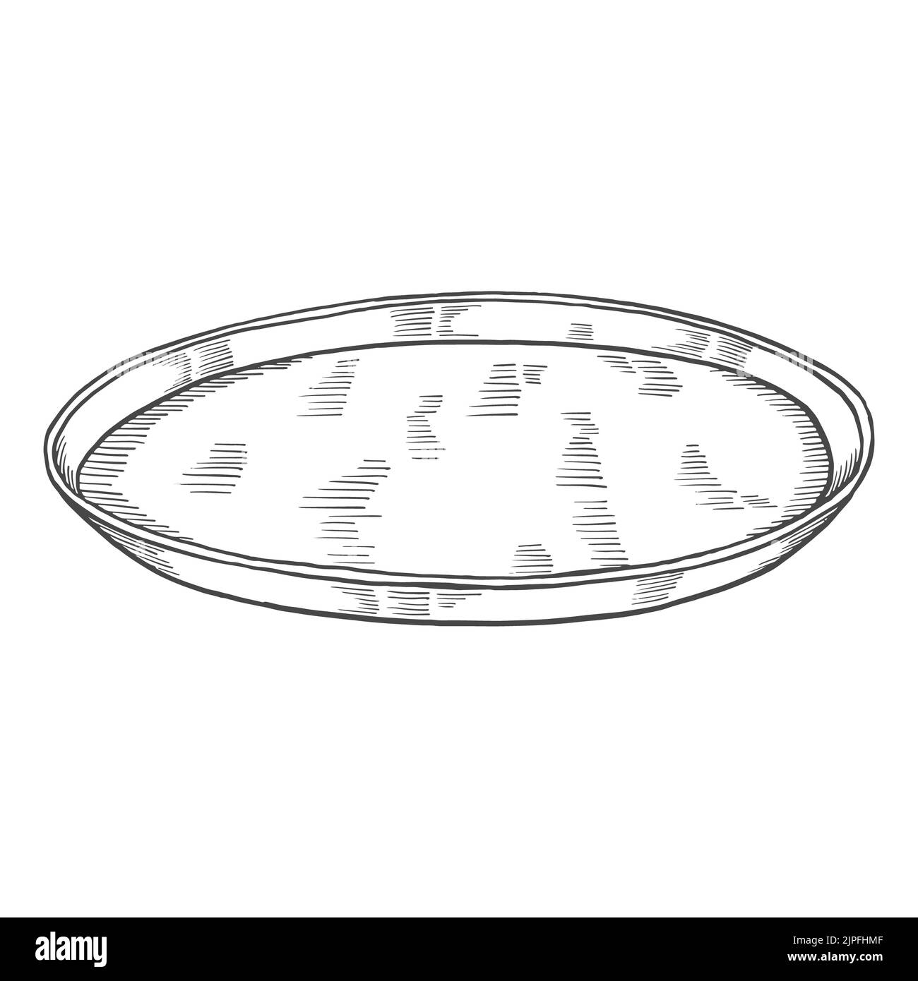 circle plate restaurant Kitchenware isolated doodle hand drawn sketch with outline style vector illustration Stock Photo