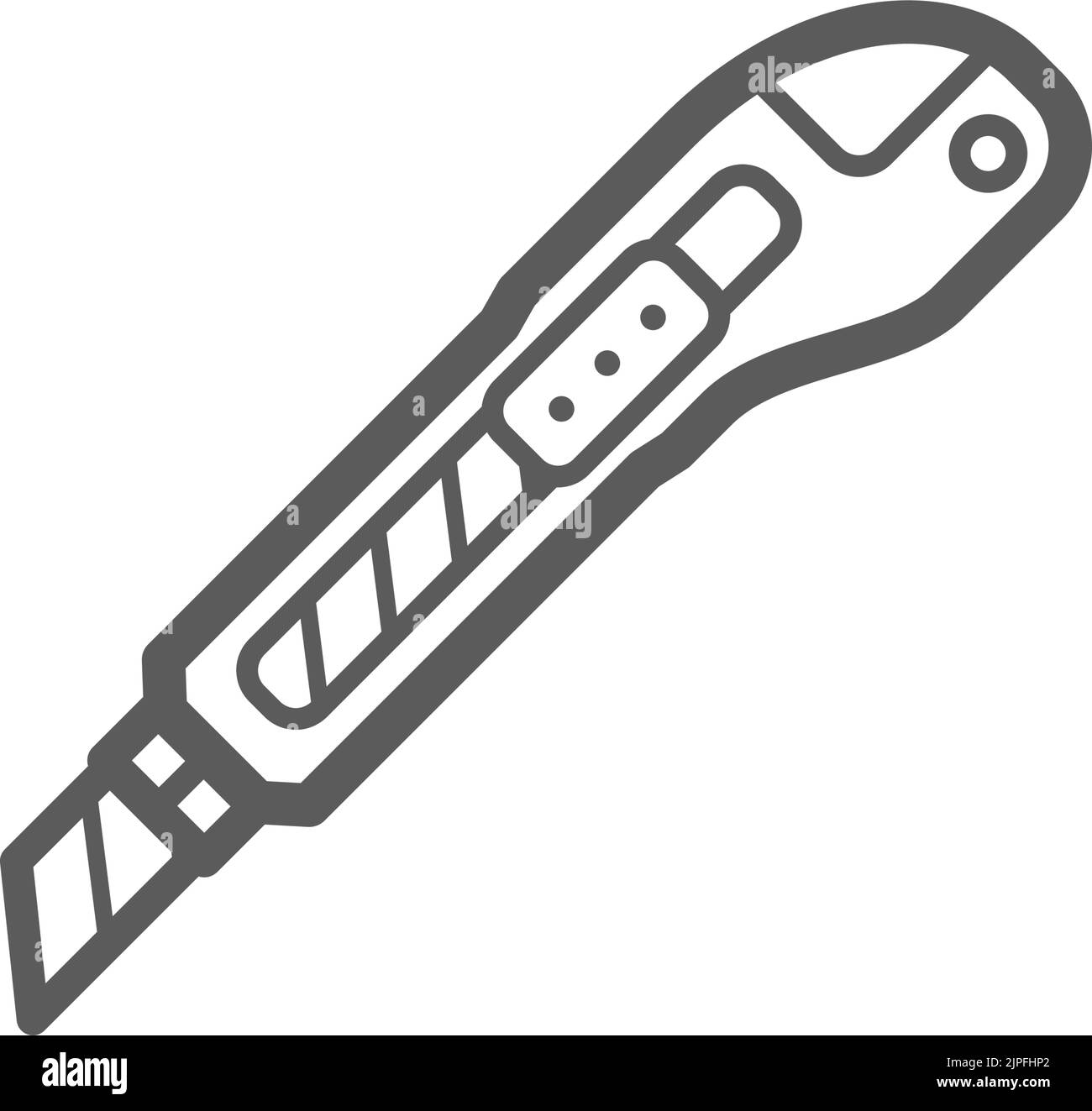Stationery knife isolated monochrome outline icon. Vector small folding