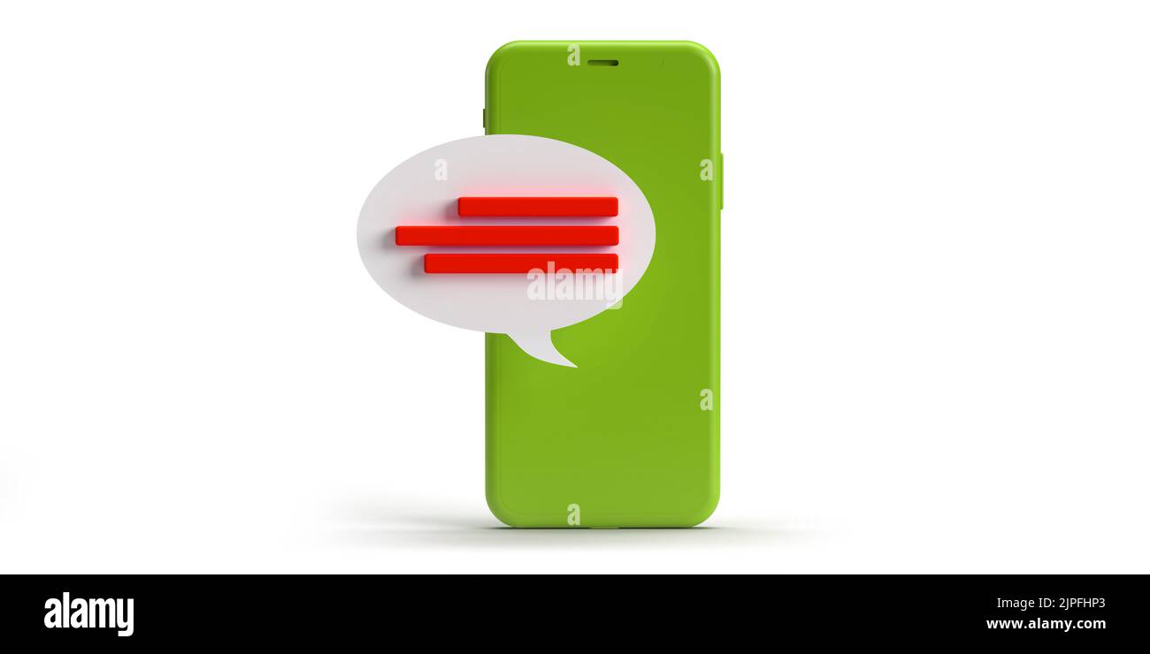 Green Smart mobile phone with online red dialog speech bubbles coming ...