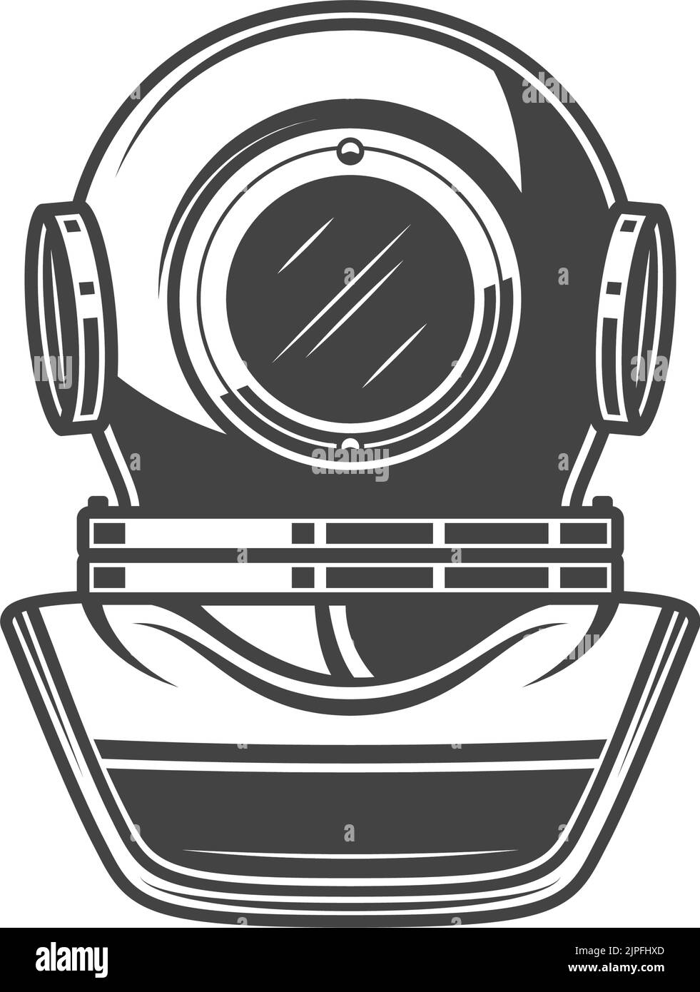 Retro diving helmet isolated old mask. Vector oldfashion equipment to