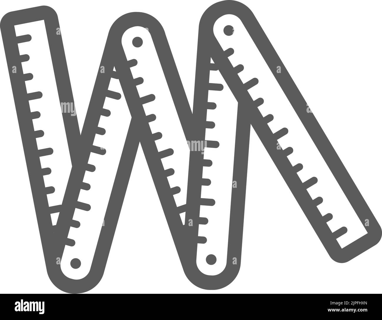 Metal folding tape measure isolated outline icon. Vector foldable