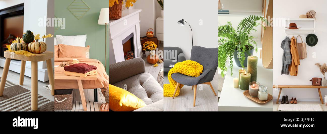 Collage of trendy autumn interiors Stock Photo - Alamy