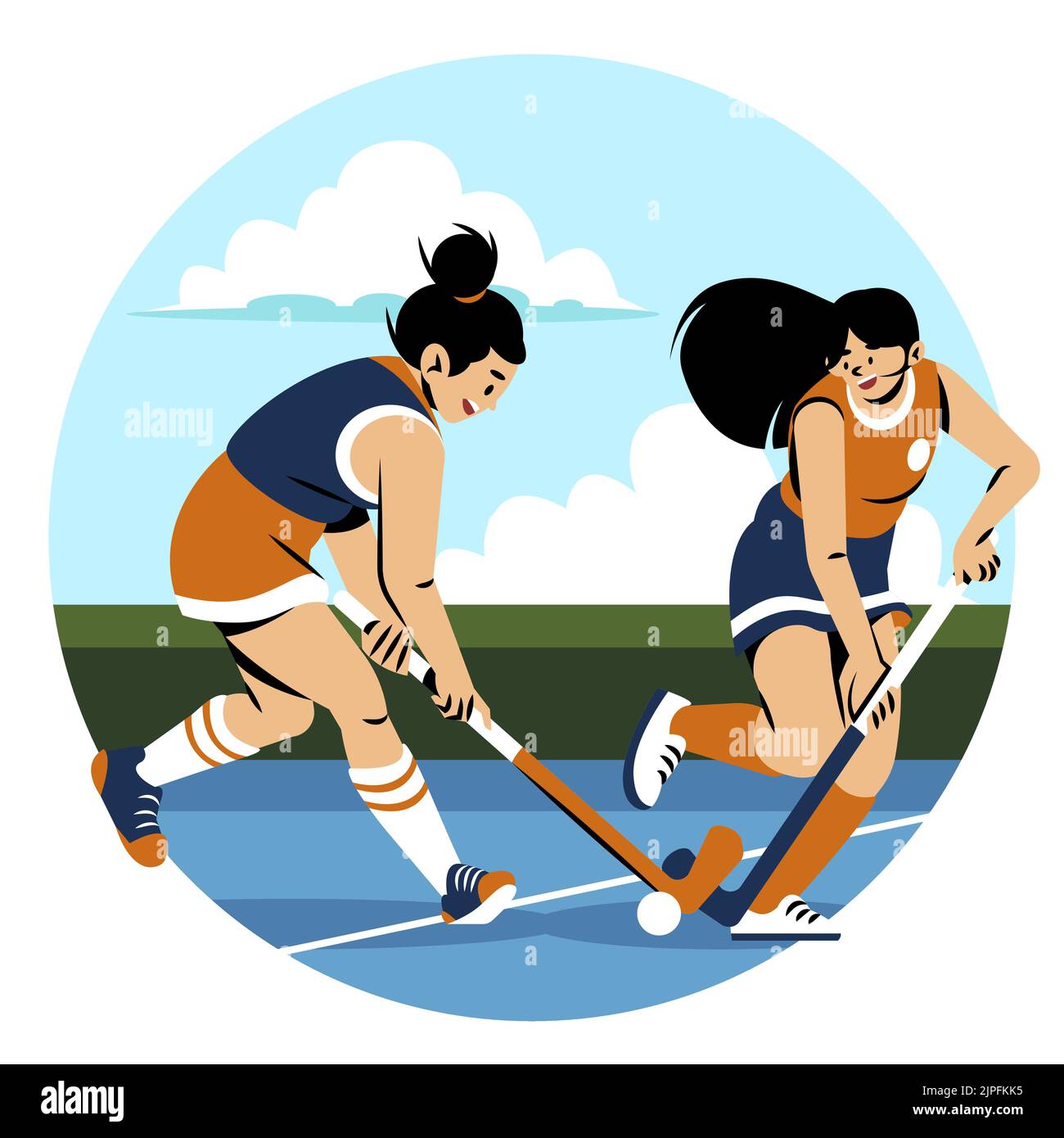 Hand drawn field hockey girls Vector illustration Stock Vector Image & Art Alamy