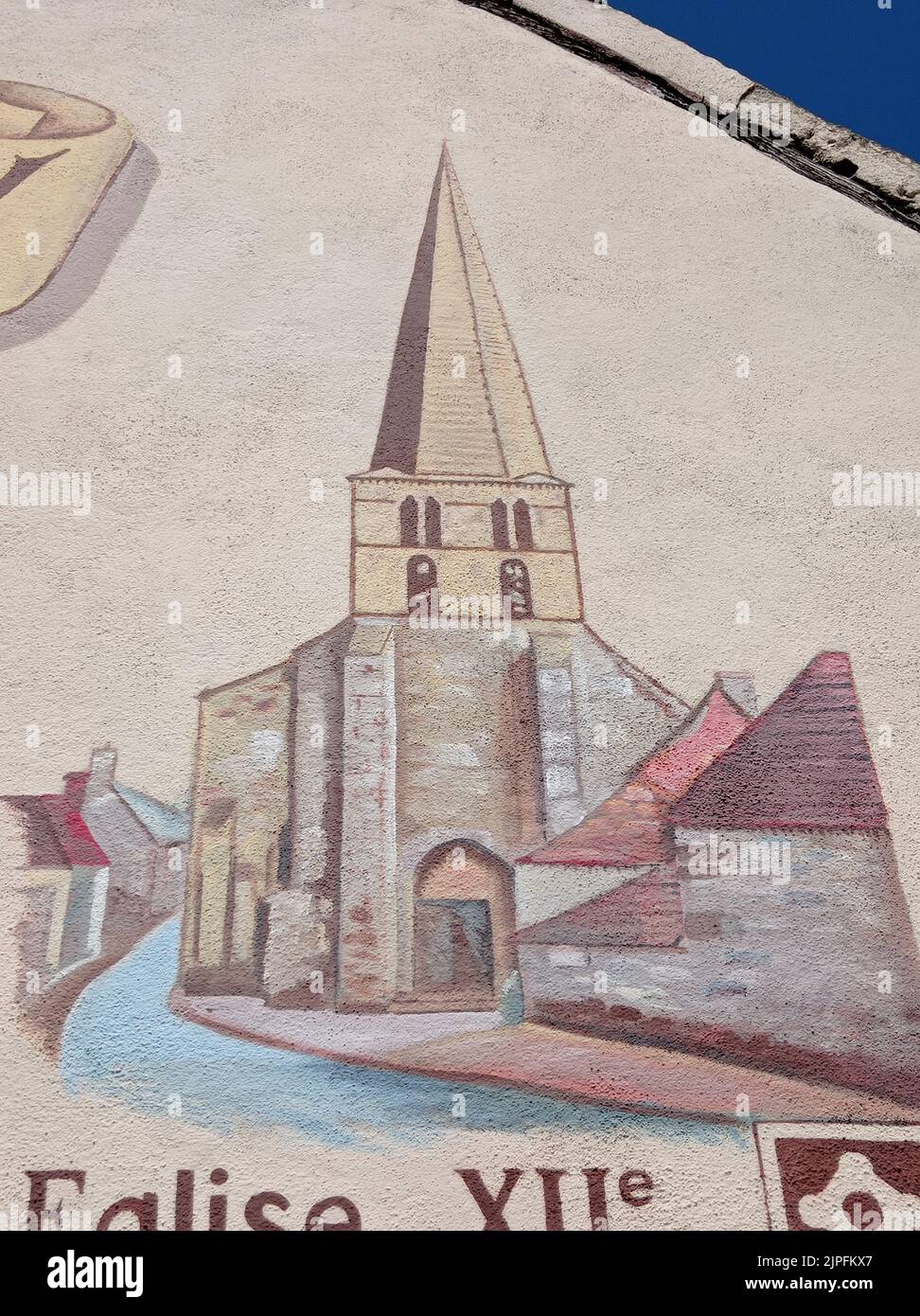 Dessin de l'église Saint Blaise à Vallon en Sully, Allier, France Stock