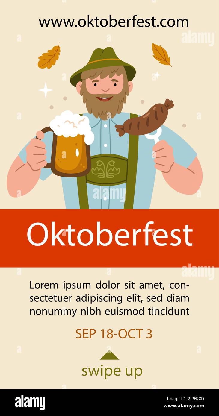 Flat oktoberfest instagram stories set Vector illustration Stock Vector ...
