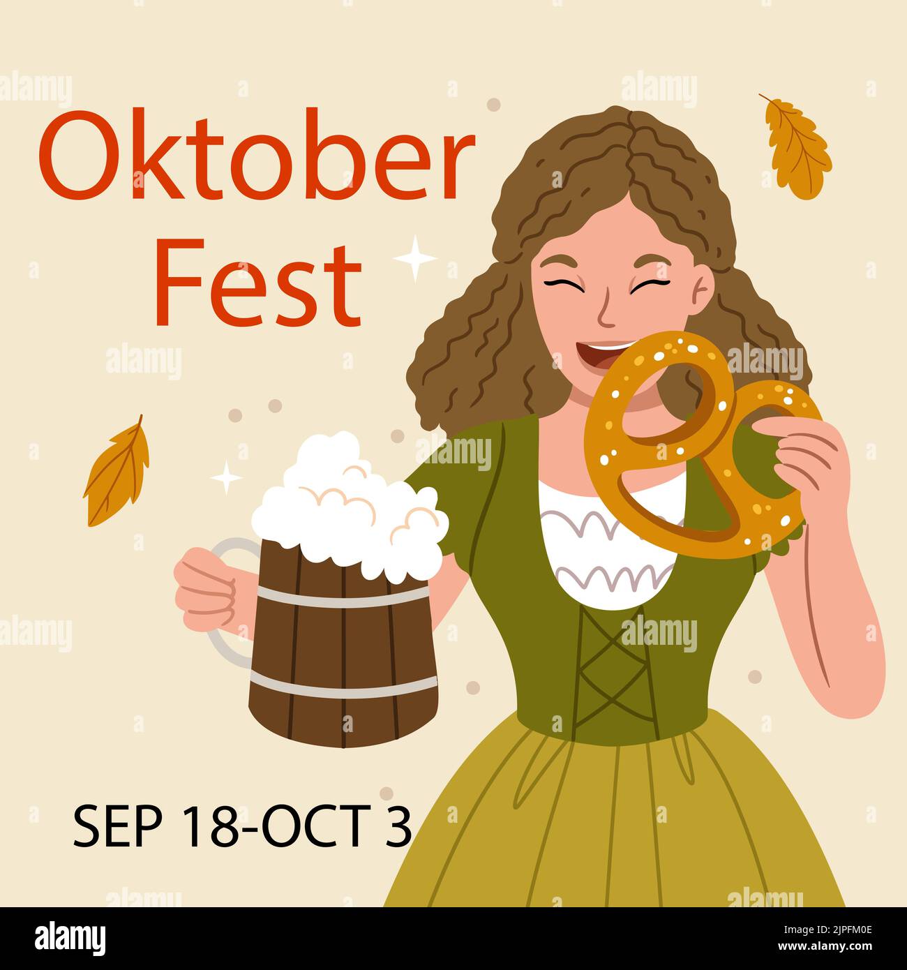 Flat oktoberfest instagram posts set Vector illustration Stock Vector ...