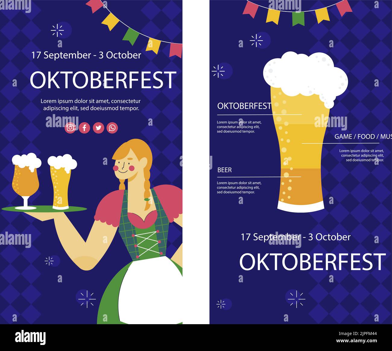 Flat oktoberfest instagram stories set Vector illustration Stock Vector ...