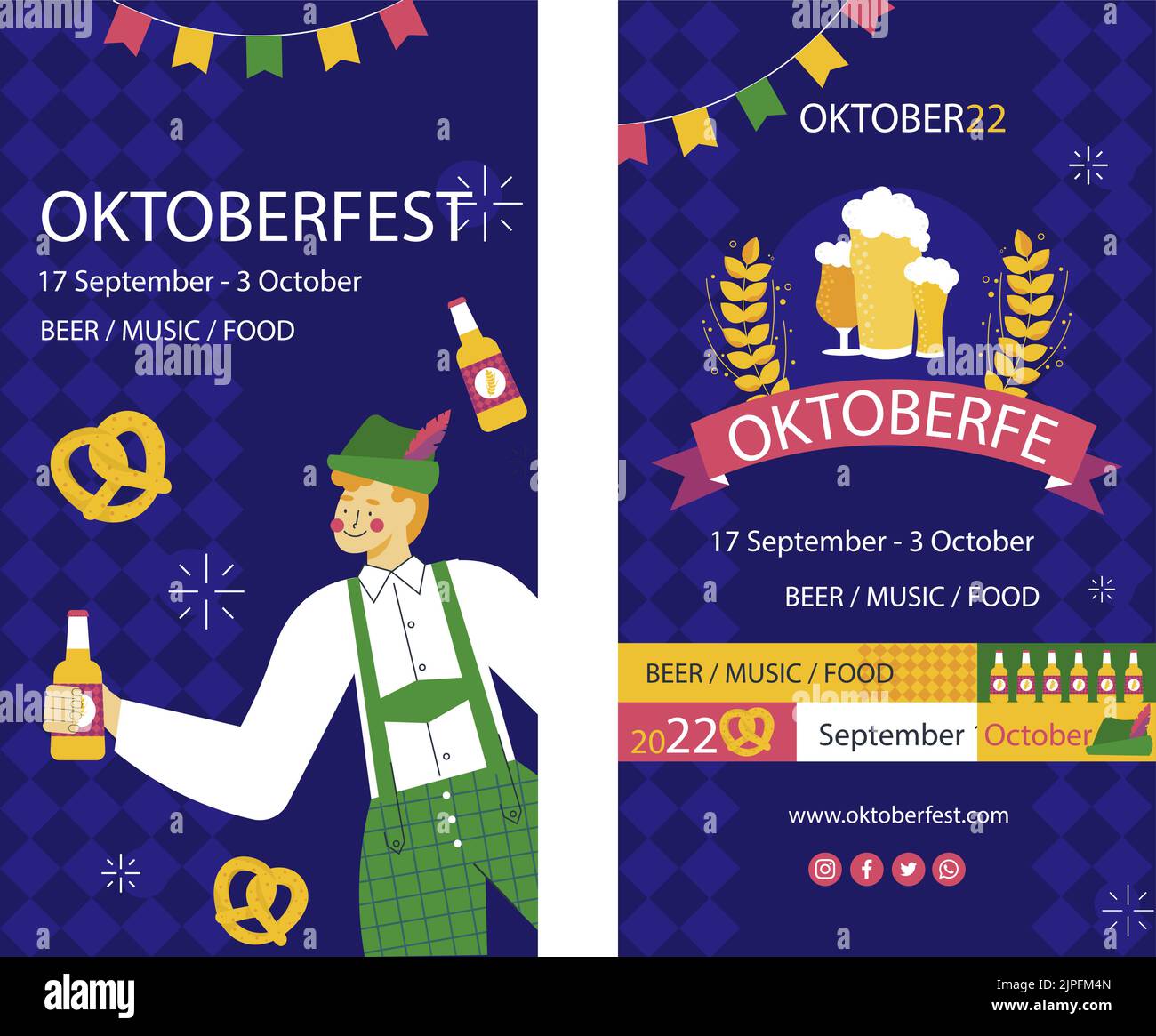 Flat oktoberfest instagram stories set Vector illustration Stock Vector ...