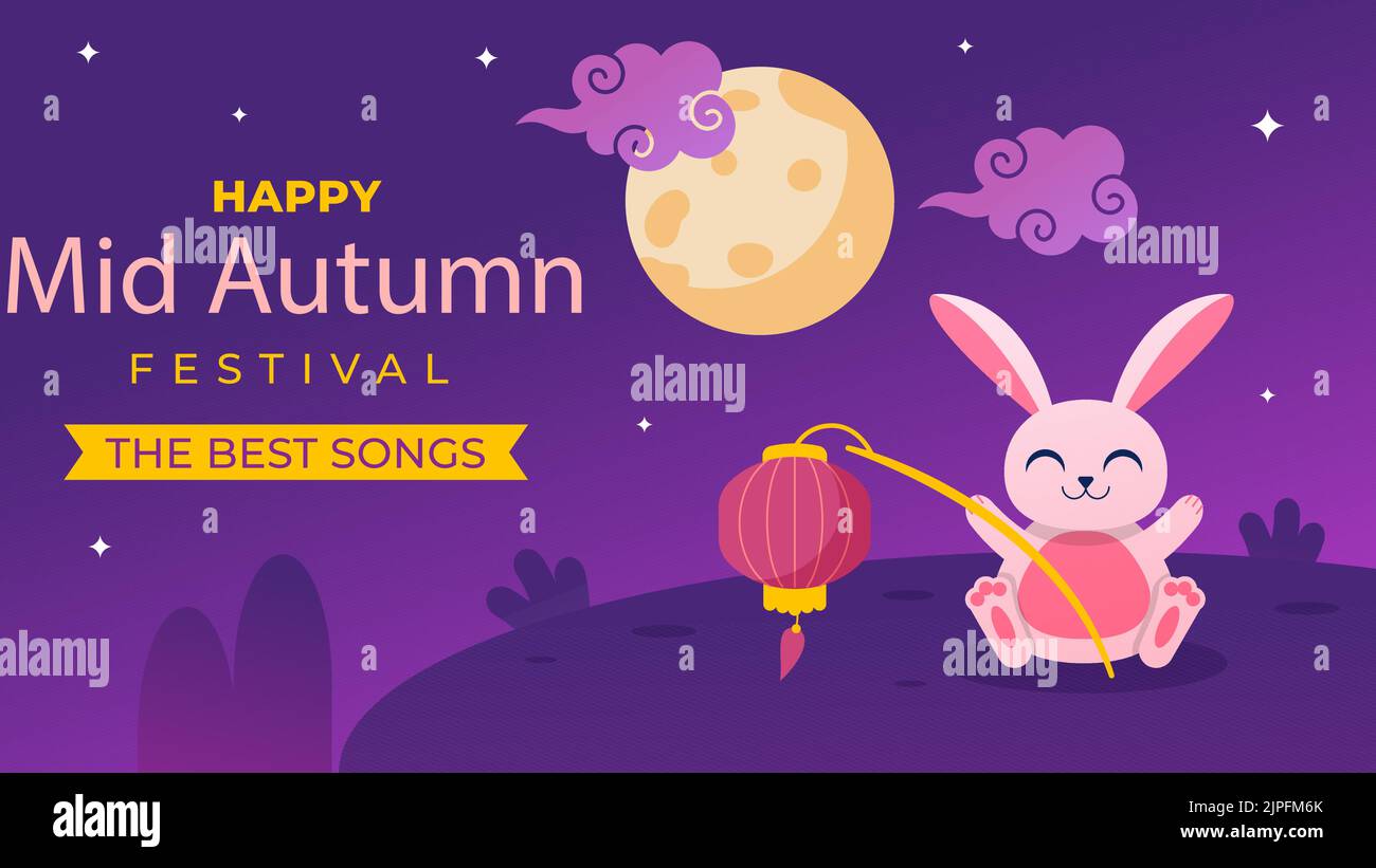 Gradient mid autumn festival youtube thumbnail Vector illustration ...