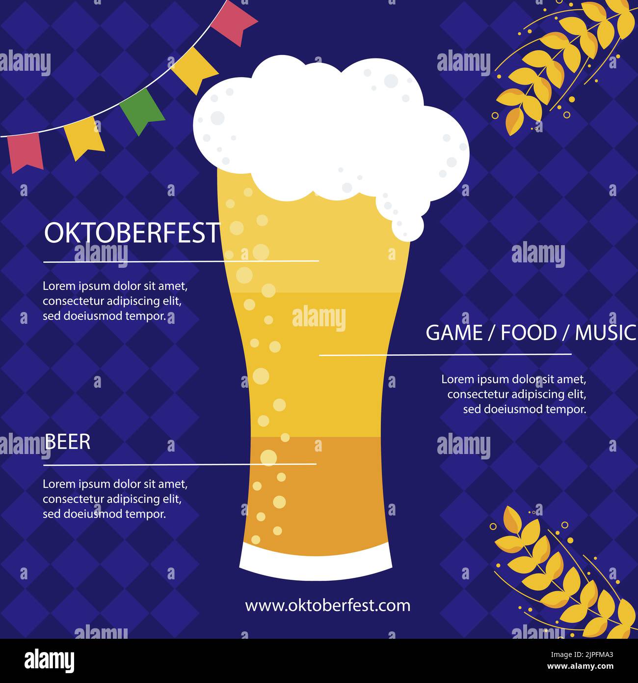 Flat oktoberfest instagram posts set Vector illustration Stock Vector ...