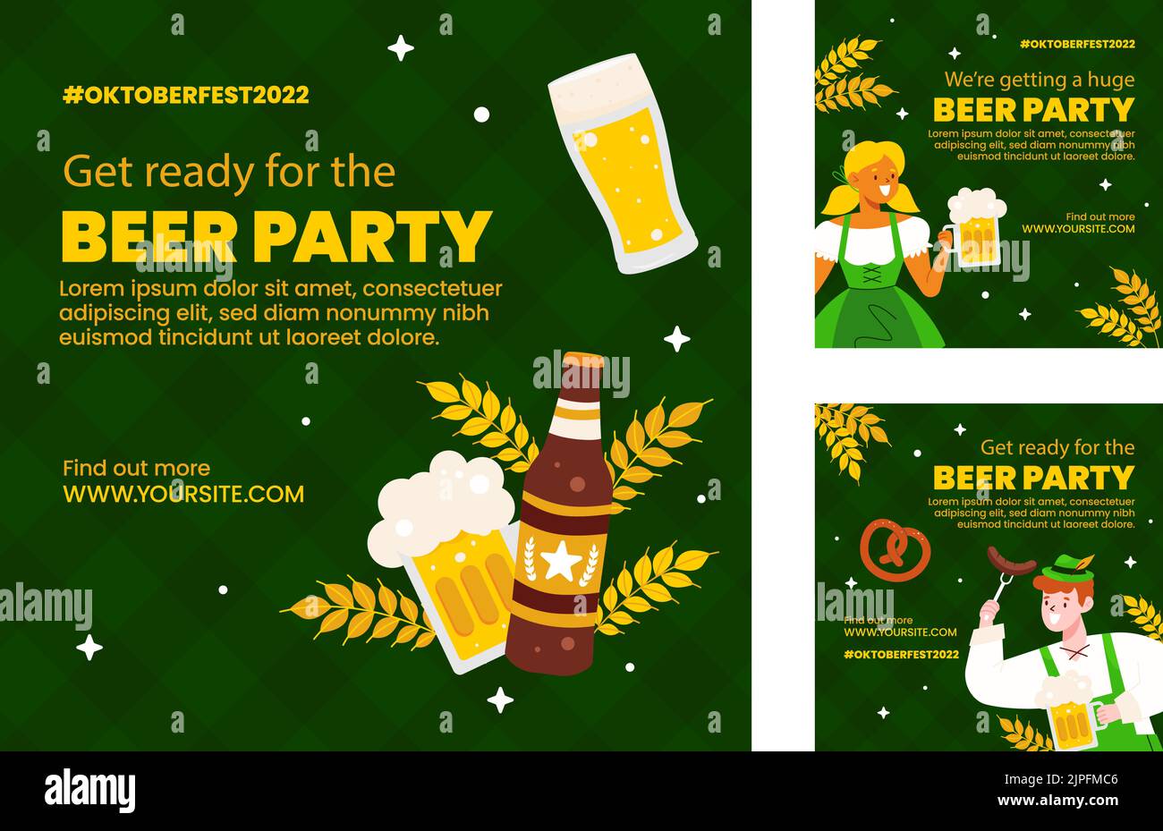 Flat oktoberfest posts set Vector illustration Stock Vector Image & Art ...