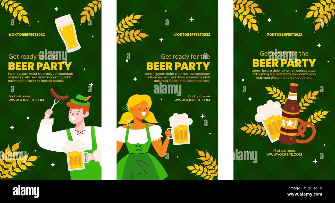 Flat oktoberfest instagram stories set Vector illustration Stock Vector ...