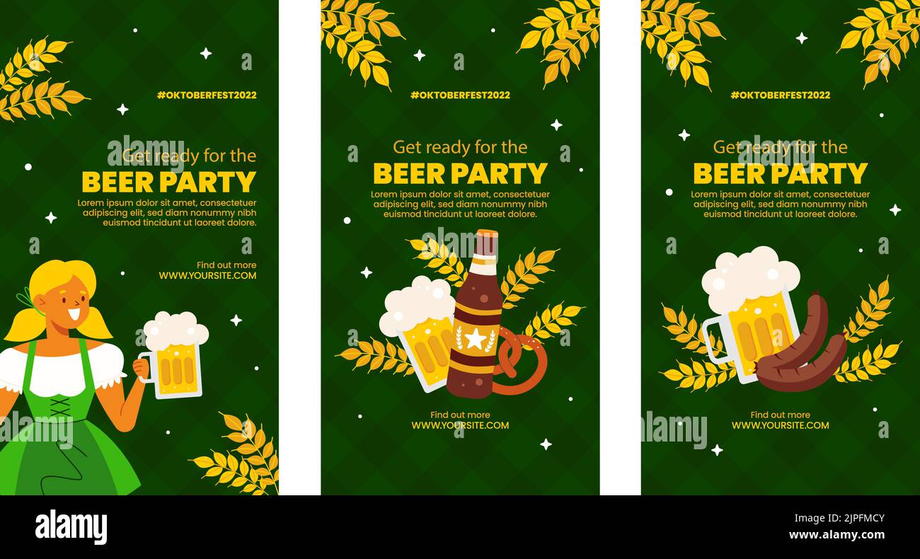 Flat oktoberfest instagram stories set Vector illustration Stock Vector ...