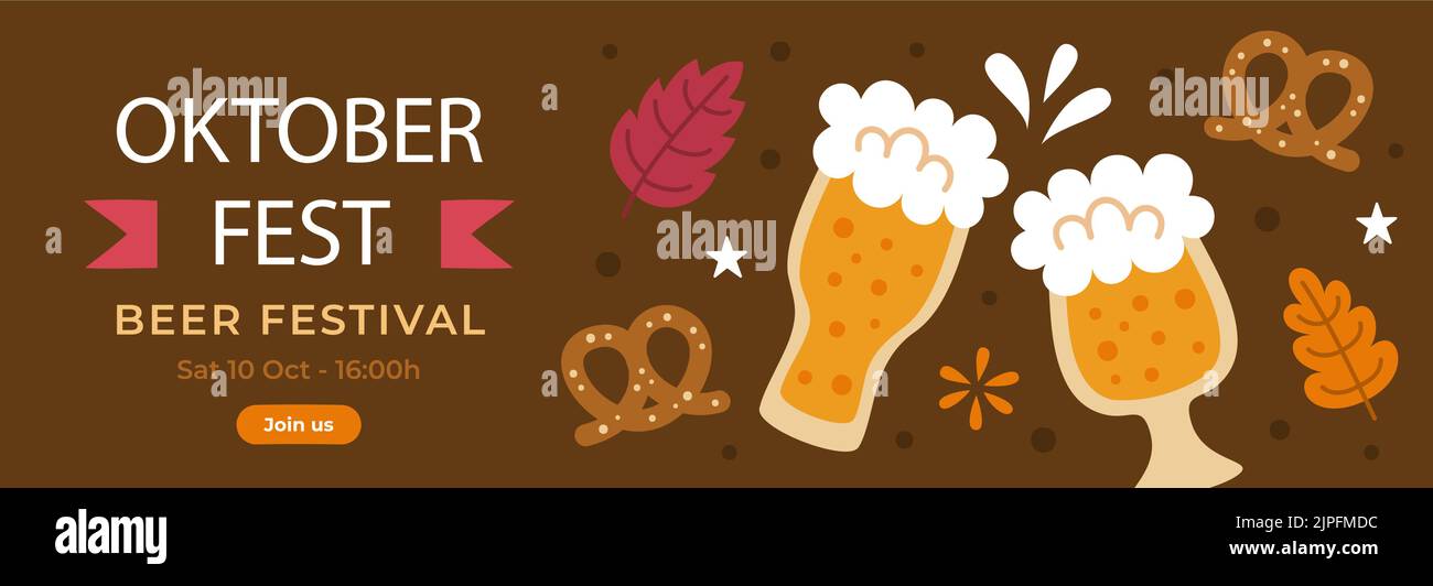 Flat oktoberfest horizontal banners set Vector illustration Stock ...