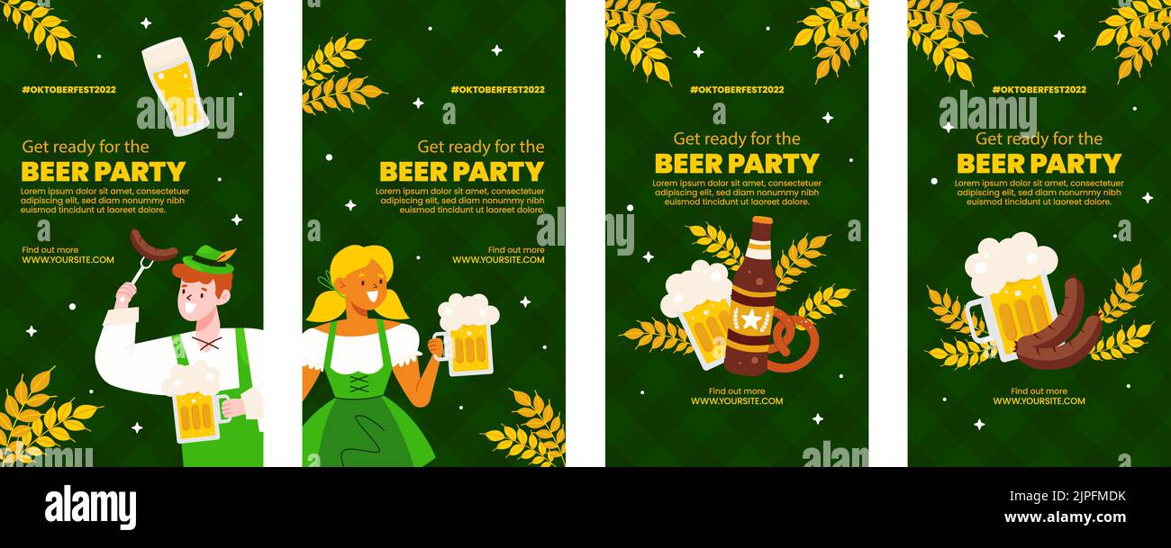 Flat oktoberfest instagram stories set Vector illustration Stock Vector ...