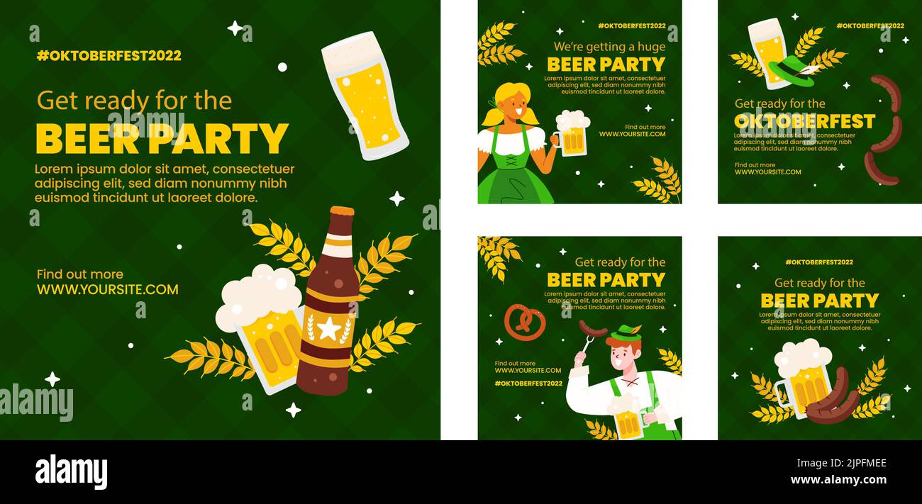 Flat oktoberfest posts set Vector illustration Stock Vector Image & Art ...