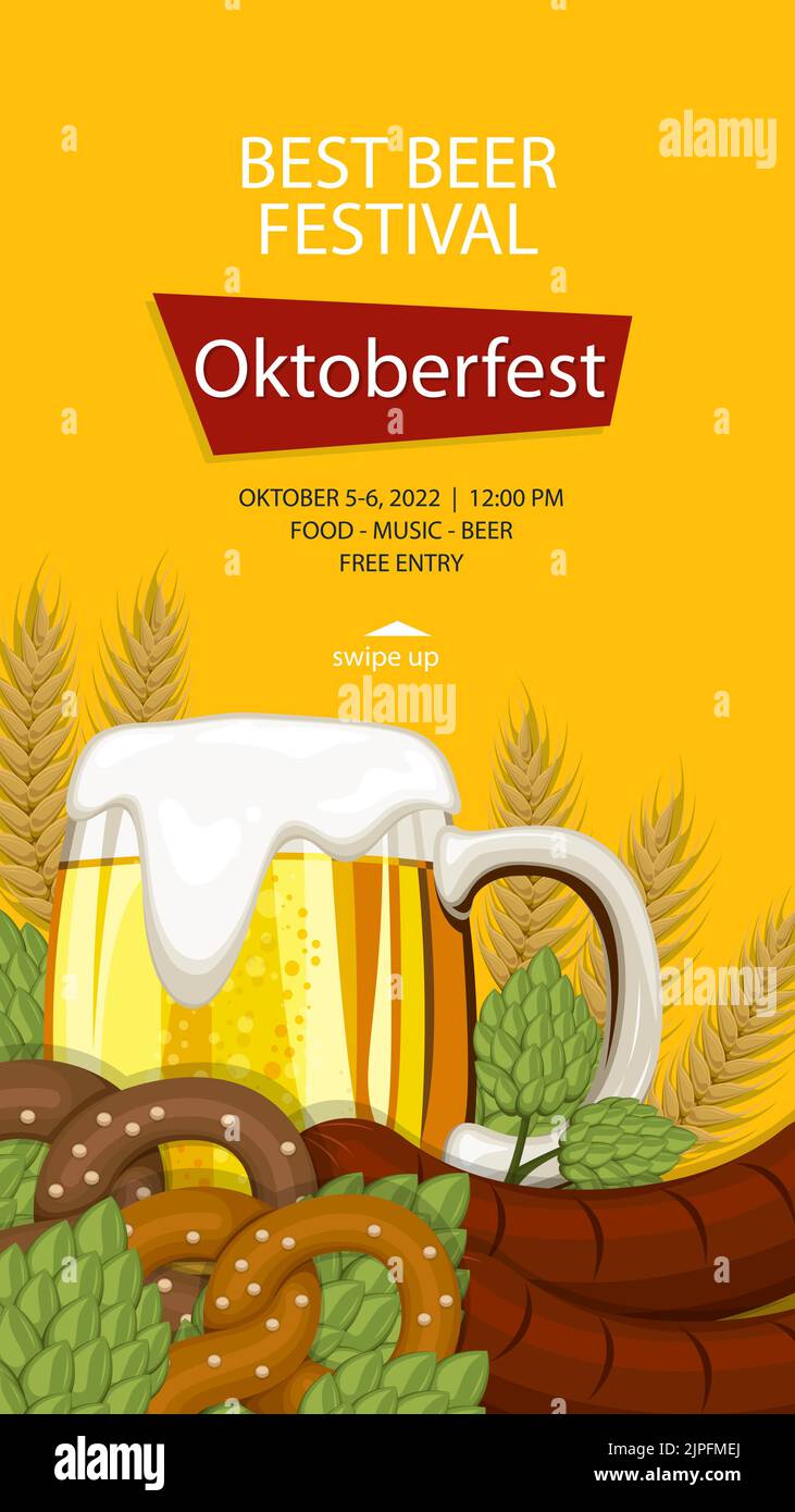 Flat oktoberfest stories post set Vector illustration Stock Vector ...