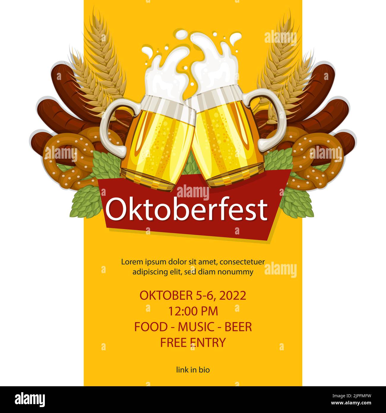 Flat oktoberfest posts set Vector illustration Stock Vector Image & Art ...