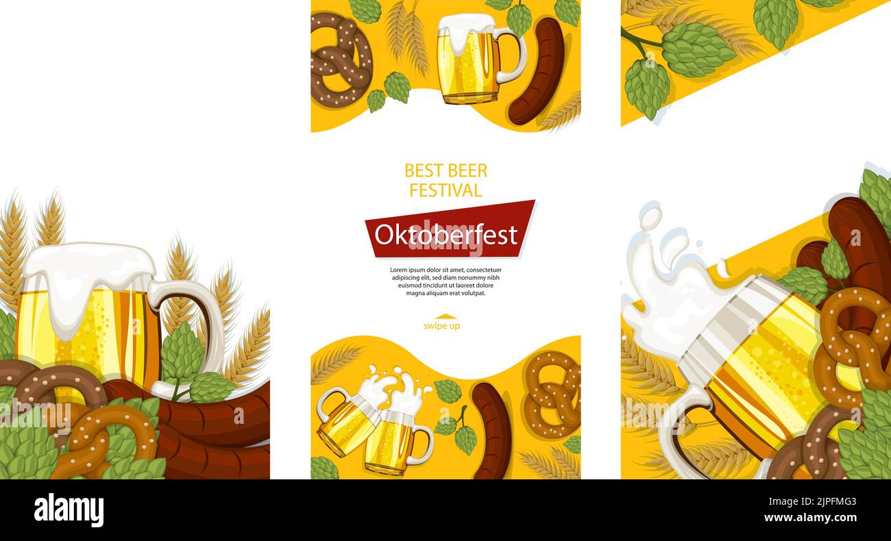 Flat oktoberfest stories post set Vector illustration Stock Vector ...