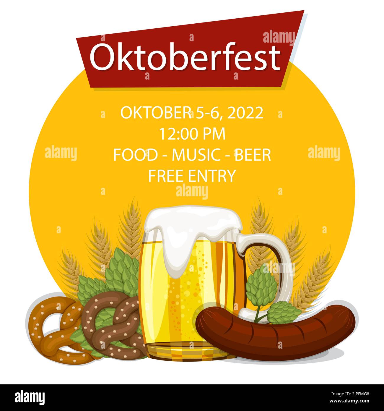 Flat oktoberfest posts set Vector illustration Stock Vector Image & Art ...