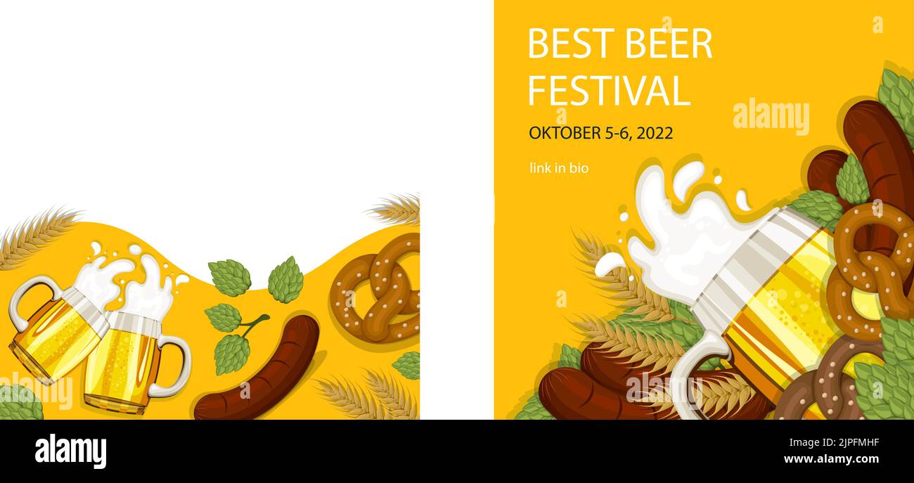 Flat oktoberfest posts set Vector illustration Stock Vector Image & Art ...