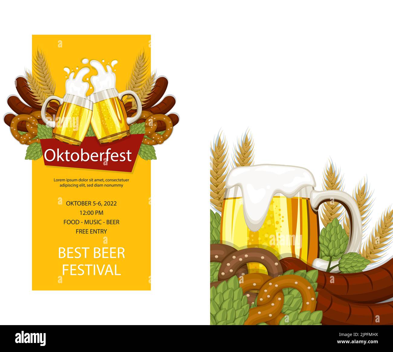Flat oktoberfest stories post set Vector illustration Stock Vector ...