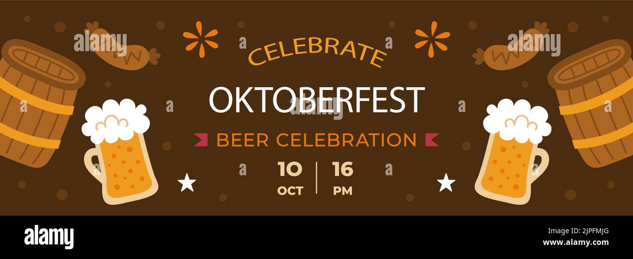 Flat oktoberfest horizontal banners set Vector illustration Stock ...