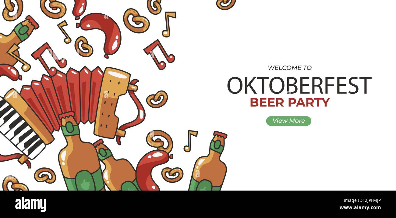 Flat oktoberfest horizontal banner template Vector illustration Stock ...
