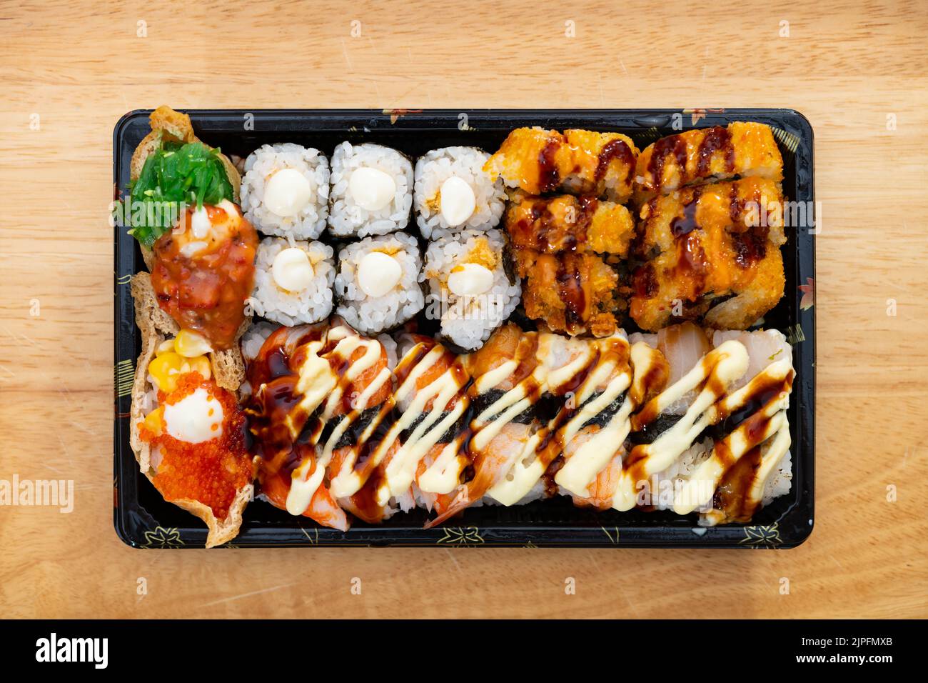 top view fresh sushi on a plate Stock Photo