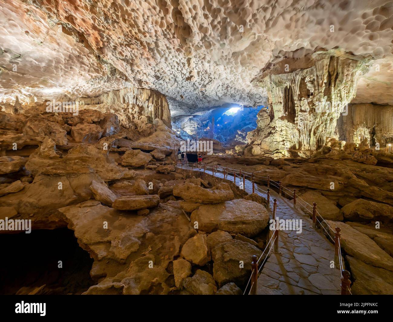 Famous Sung Sot Cave, located on Bo Hon Island, Ha long bay, Vietnam Stock Photo