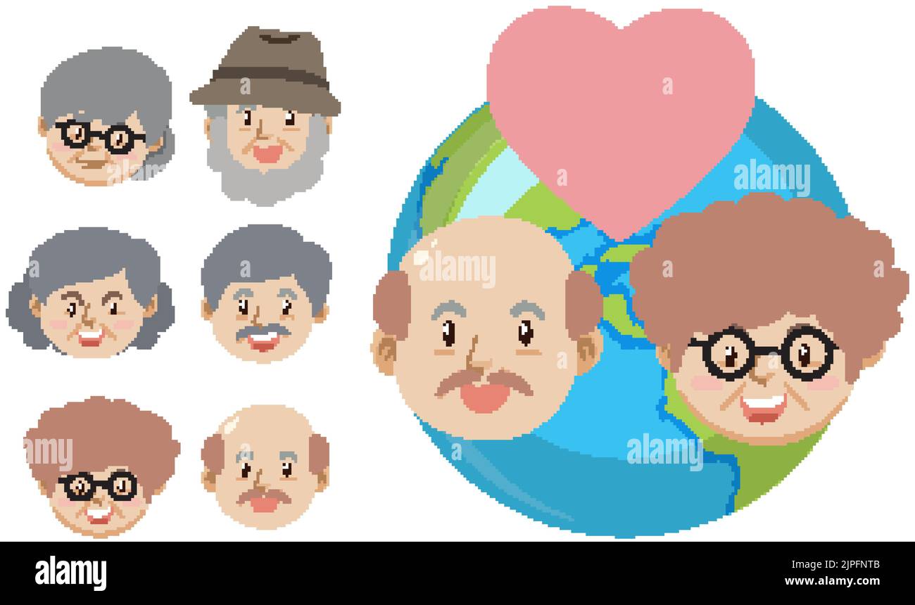 Old couple in love set illustration Stock Vector Image & Art - Alamy