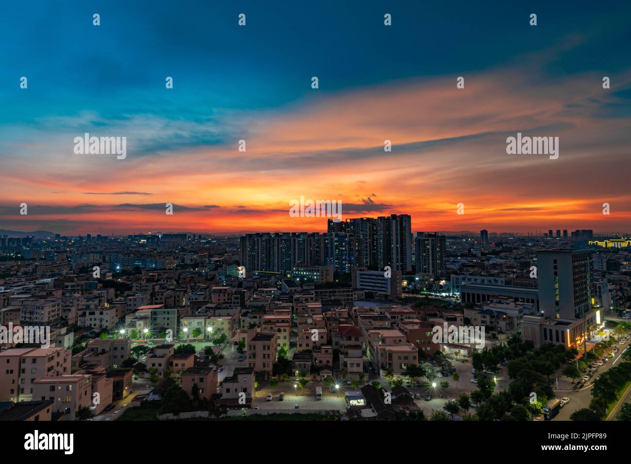 a Chinese suburb in sunset time Stock Photo