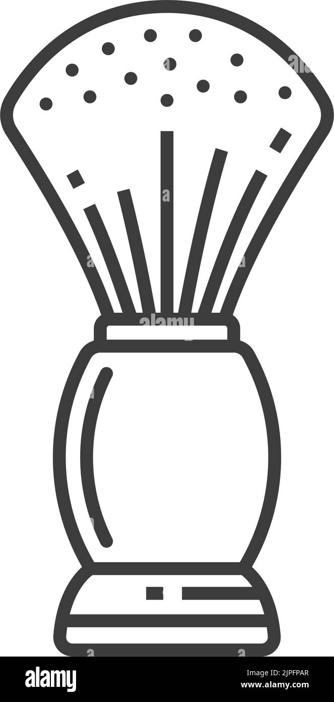 Shaving brush with handle and bristles isolated outline icon. Vector