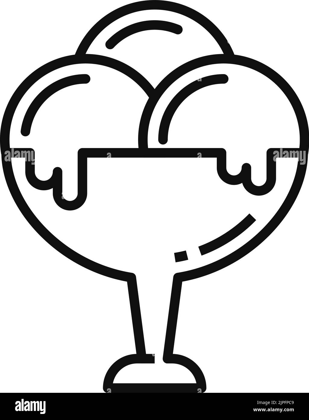 Homemade ice cream balls in bowl isolated dessert outline icon. Vector