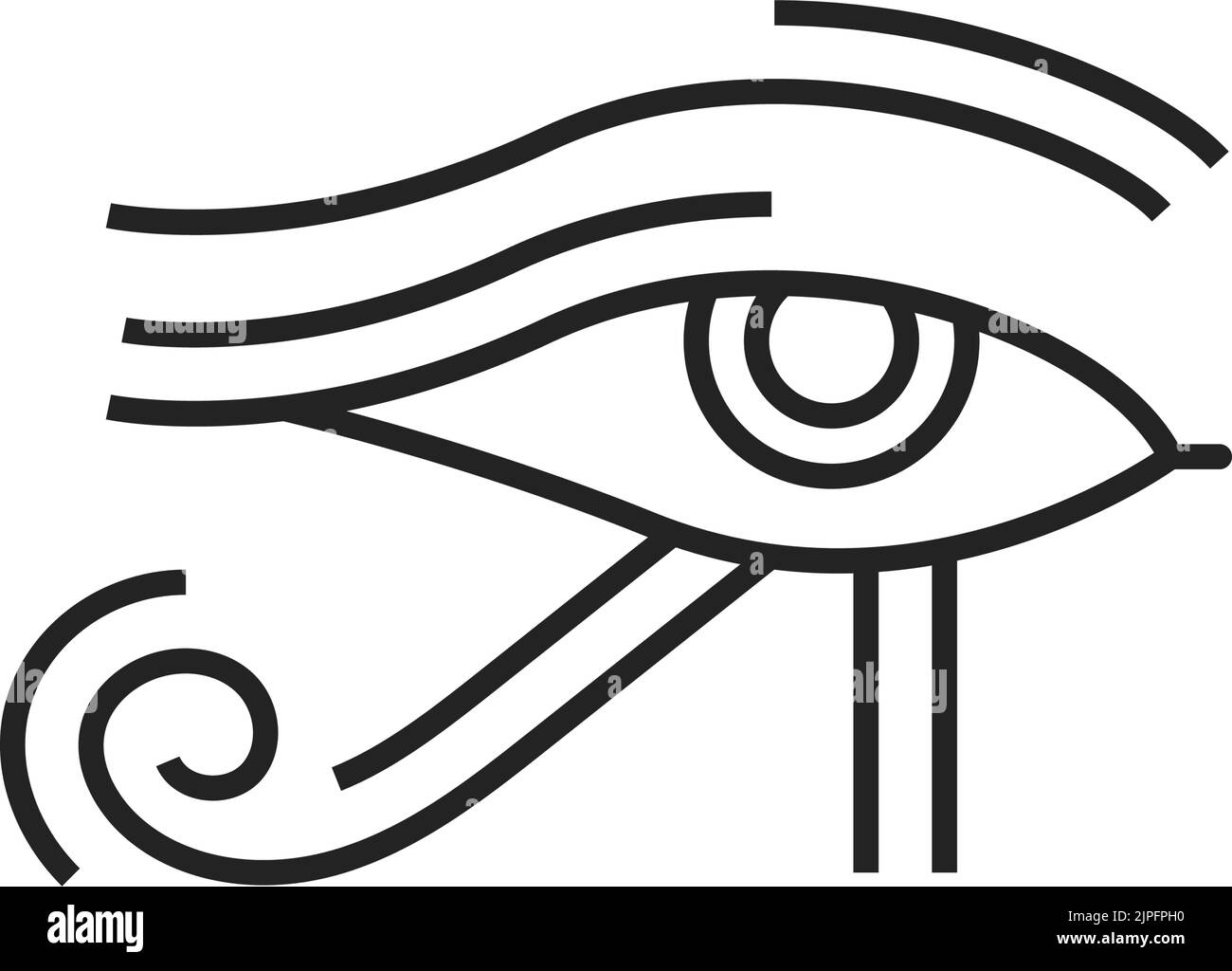 Eye of Horus isolated outline vector icon. Wadjet, wedjat or udjat ancient Egyptian monochrome symbol of protection, royal power and good health Stock Vector