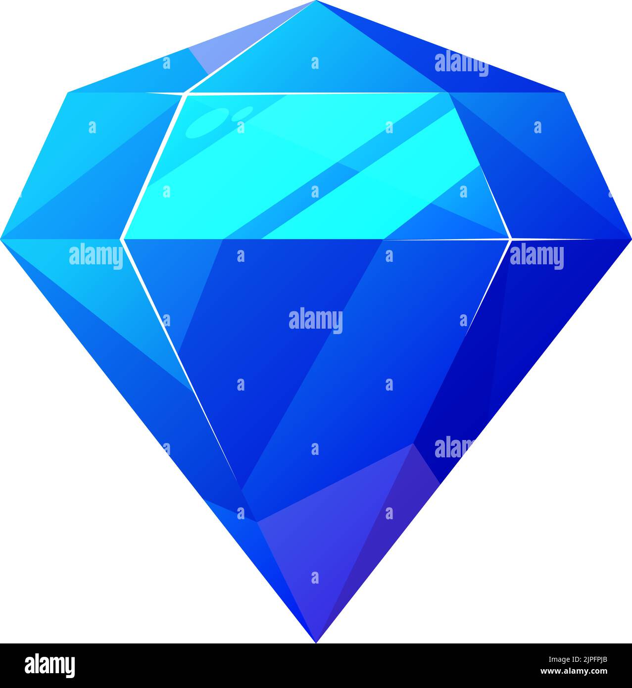 Blue diamond isolated precious gemstone. Vector sapphire or swiss topaz cut crystal with facets Stock Vector