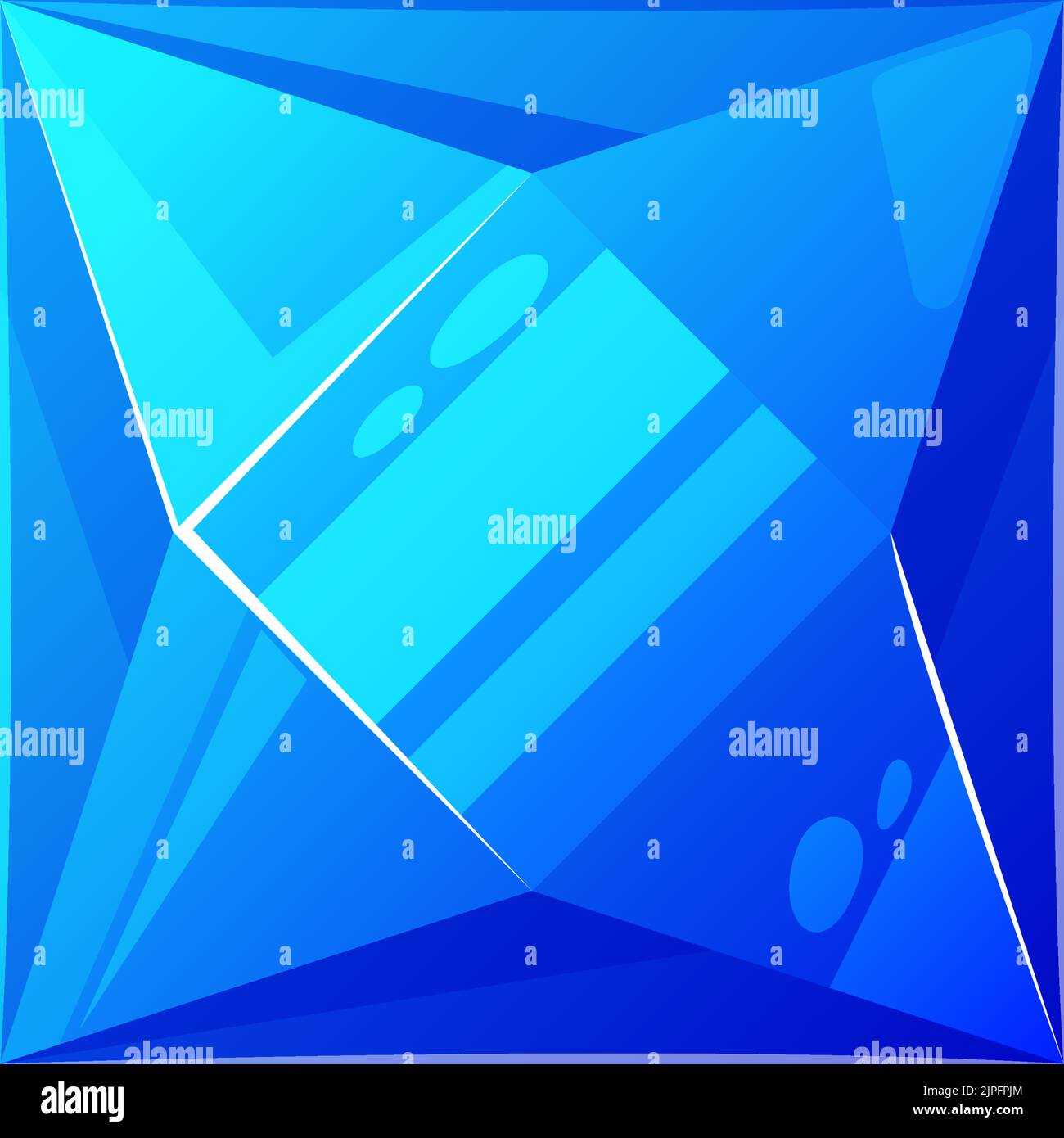 Alexandrite blue square-shape precious stone isolated. Vector closeup of diamond, cushion cut gem Stock Vector