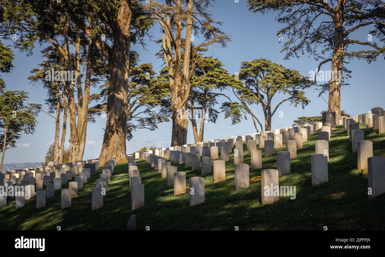 A national cemetery headstone in San Francisco of fallen United States