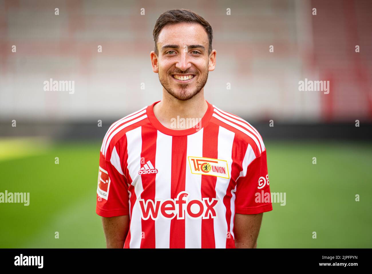 Berlin, Germany. 17th Aug, 2022. Soccer: Bundesliga, 1. FC Union, portrait photo appointment: Kevin Möhwald stands in the stadium at the Alte Försterei. Credit: Fabian Sommer/dpa/Alamy Live News Stock Photo