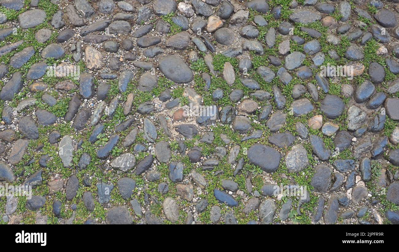 grey cobblestone floor useful as a background Stock Photo