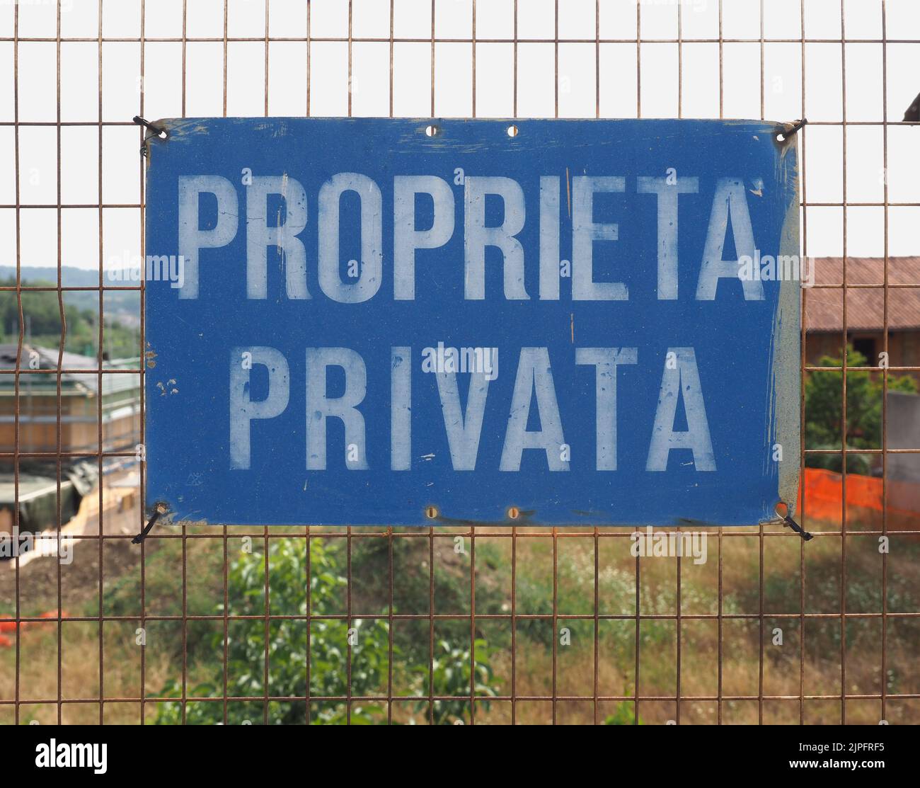 Italian proprieta privata sign, translation private property Stock Photo