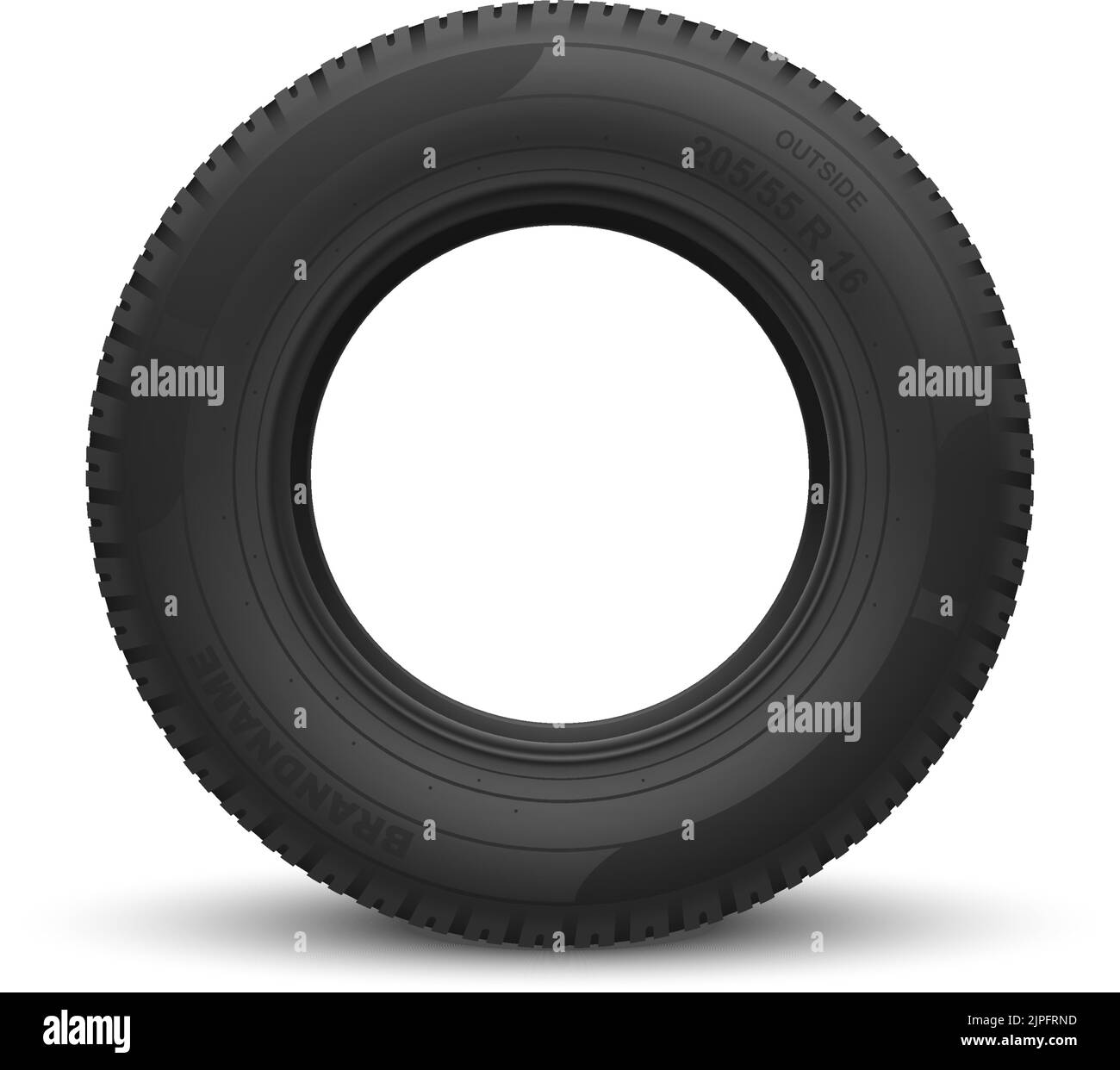 Vehicle black rubber tire isolated mockup. Vector round car wheel
