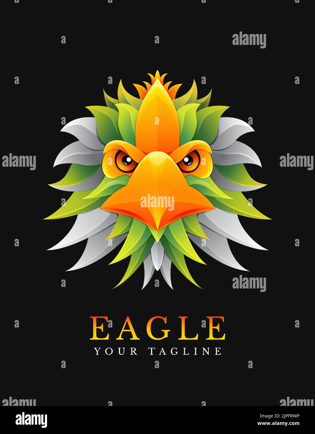 Eagle head vector illustration logo template colorful gradient style Stock Vector
