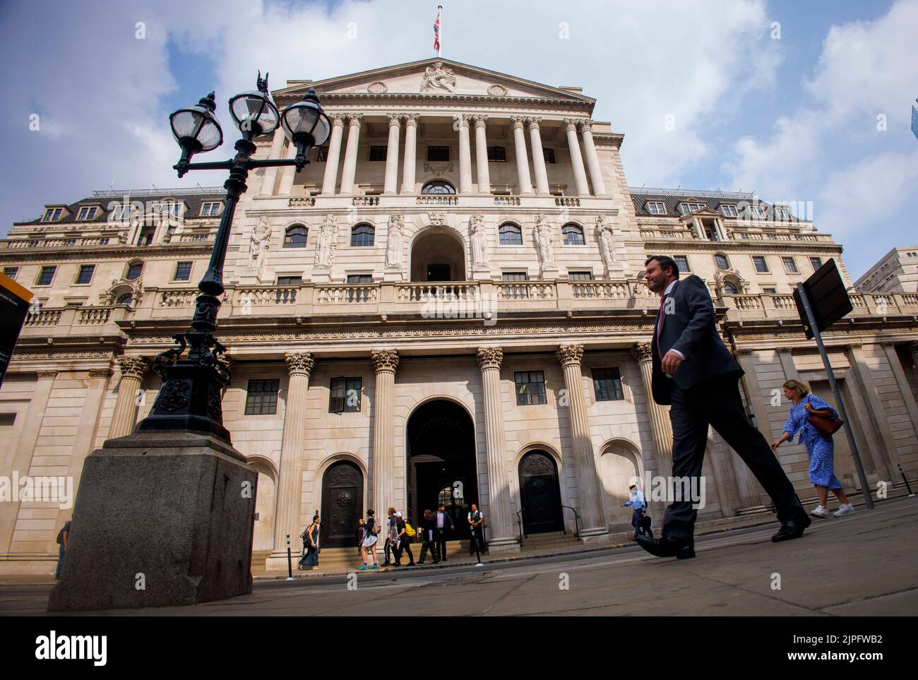 The Bank of England in Threadneedle Street is the Central bank of the United Kingdom. It recently raised the  interest rate to 1.75%. Stock Photo