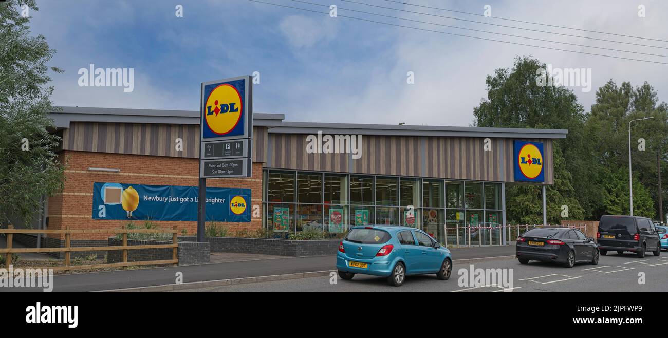 Wide Panorama of the new Lidl Store pre opening day on the 18th August 2022 Stock Photo
